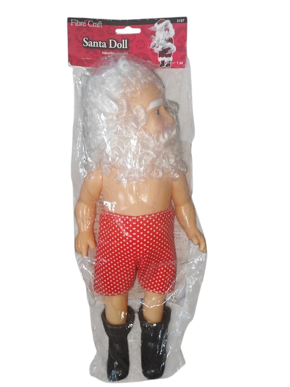 Vintage 1990 Fibre-Craft 14-inch standing Santa doll craft kit